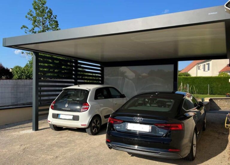 Accueil Carport double autoporté avec claustra moderne pour maison