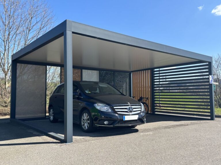 Accueil Carport double toit fixe avec claustra moderne